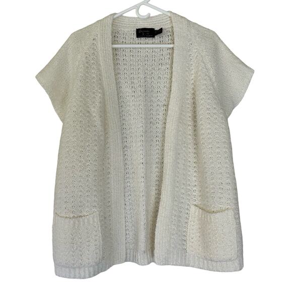 Bonnie Lee Sweaters - Vintage Bonnie open knit cardigan sweater cap sleeve 60s 70s cottagecore retro M